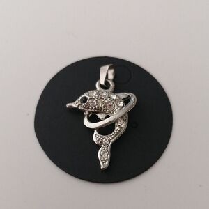 🔥SALE🔥Silvertone Crystal Dolphin Whimsical Pendant Charm